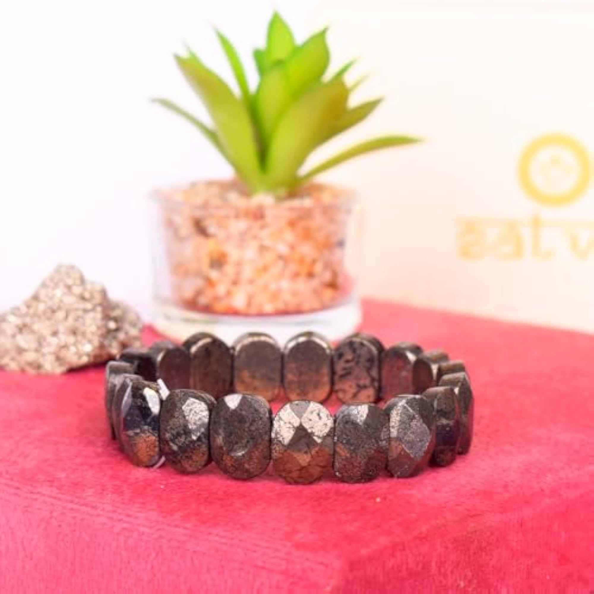 Natural Pyrite Stone Bracelet, Unisex Healing Energy